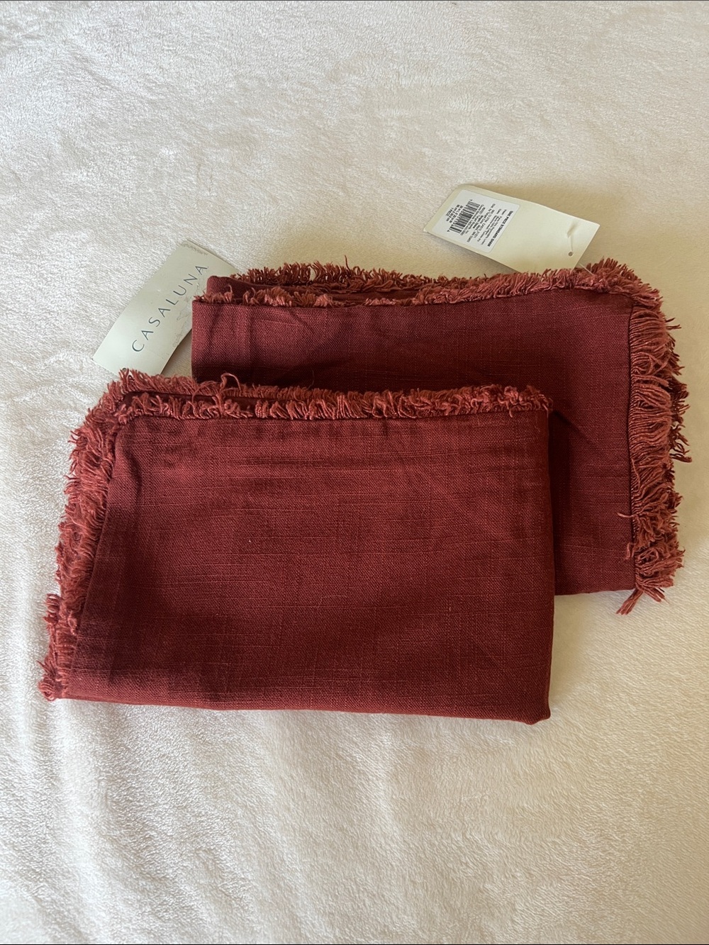 2 CASALUNA heavyweight linen blend standard pillow shams in Rosewood brown